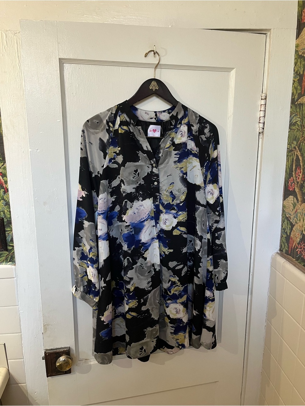 BuddyLove Floral Long Sleeve Mini Dress Tunic Shirt Size Small EUC